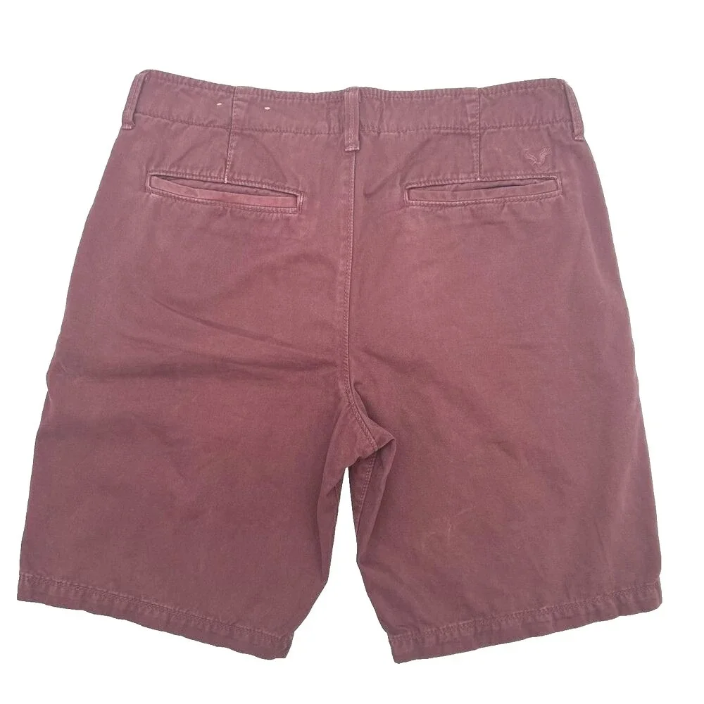 American Eagle Men's Burgundy Chino Shorts 31 Cotton Casual Classic Preppy‎